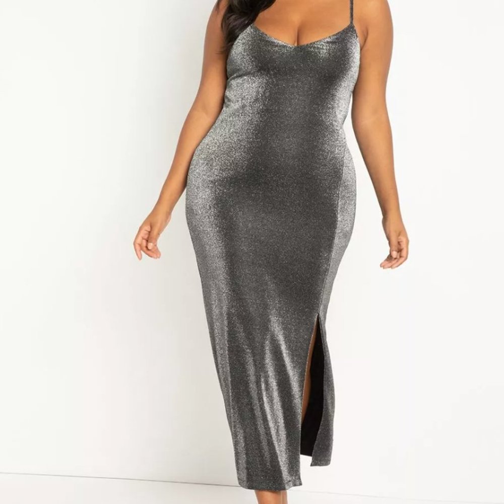 NWT 24 Eloquii Sparkle Slip Dress With Slit